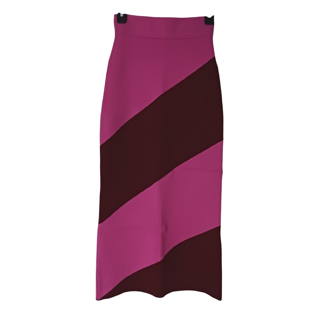 RHODE Pink Burgundy Diagonal Stripe Knit Sweater Maxi Skirt Size‎ XS Fall Winter
